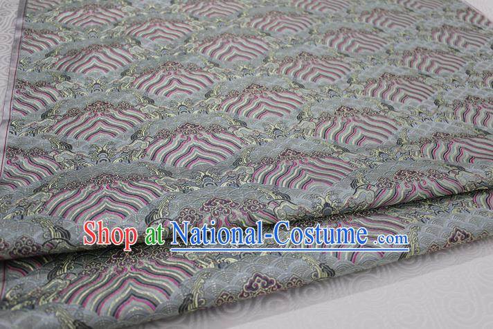 Chinese Traditional Royal Palace Pattern Mongolian Robe Grey Brocade Fabric, Chinese Ancient Emperor Costume Drapery Hanfu Tang Suit Material