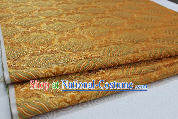 Chinese Traditional Royal Palace Pattern Mongolian Robe Golden Brocade Fabric, Chinese Ancient Emperor Costume Drapery Hanfu Tang Suit Material