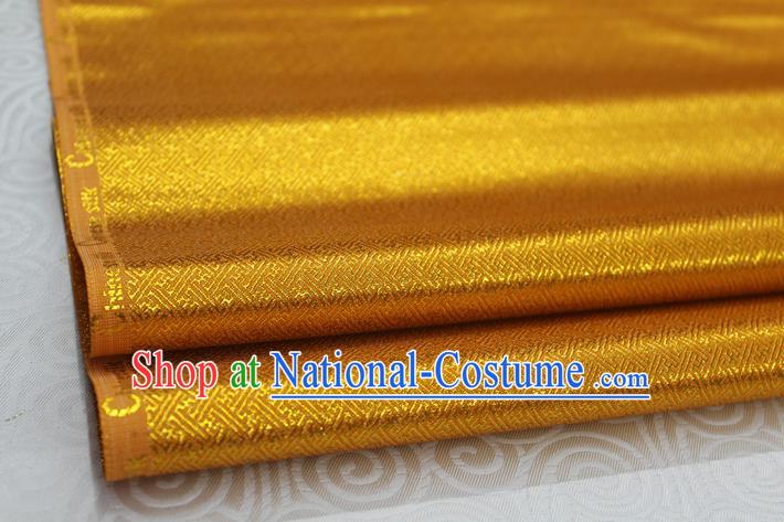 Chinese Traditional Royal Palace Pattern Mongolian Robe Golden Brocade Fabric, Chinese Ancient Emperor Costume Drapery Hanfu Tang Suit Material