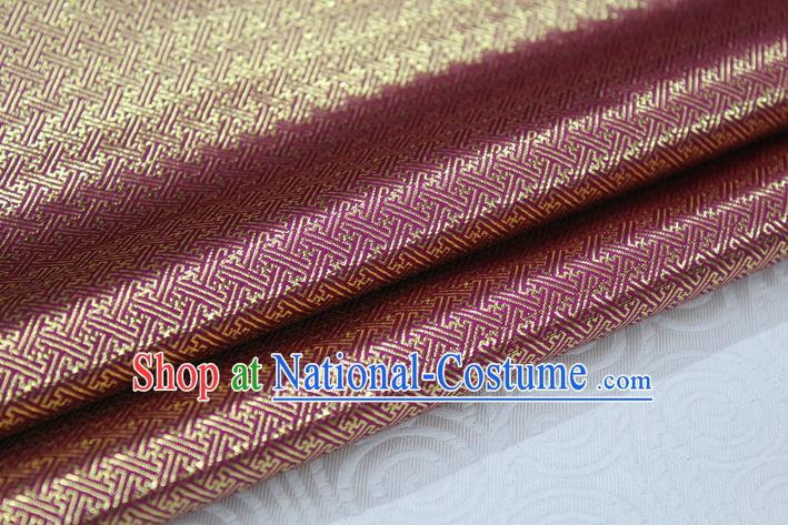 Chinese Traditional Royal Palace Pattern Mongolian Robe Wine Red Brocade Fabric, Chinese Ancient Emperor Costume Drapery Hanfu Tang Suit Material