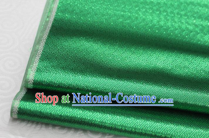 Chinese Traditional Royal Palace Pattern Mongolian Robe Green Brocade Fabric, Chinese Ancient Emperor Costume Drapery Hanfu Tang Suit Material