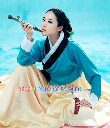 Traditional Koreans Nationality Dancing Costume, Koreans Folk Dance Ethnic Pleated Skirt, Chinese Koreans Minority Nationality Embroidery Costume for Women