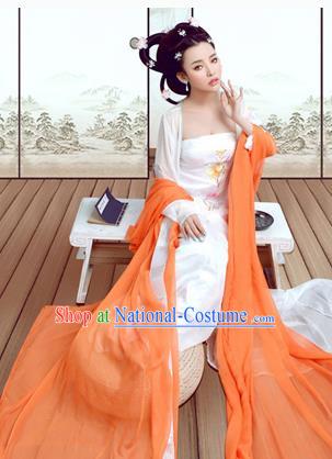 Traditional Ancient Chinese Costume, Costumes Elegant Hanfu Clothing Chinese Tang Dynasty Imperial Emperess Tailing Embroidered Clothing for Women