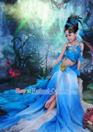 Traditional Ancient Chinese Imperial Princess Children Costume, Chinese Han Dynasty Little Fairy Peacock Dance Elegant Dress, Cosplay Chinese Princess Hanfu Clothing for Kids