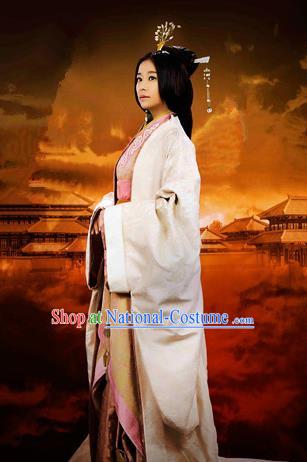 Traditional Ancient Chinese Imperial Emperess Costume, Elegant Hanfu Clothing Chinese Han Dynasty Imperial Emperess Tailing Embroidered Clothing for Women