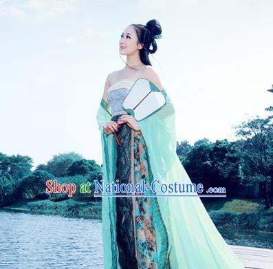 Traditional Ancient Chinese Imperial Consort Costume, Elegant Hanfu Clothing Chinese Tang Dynasty Imperial Emperess Full Sleeve Embroidered Clothing for Women