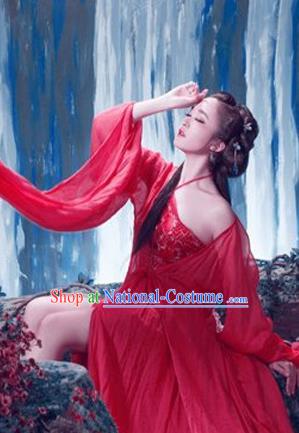 Traditional Ancient Chinese Imperial Consort Sexy Costume, Elegant Hanfu Clothing Chinese Han Dynasty Imperial Emperess Water Sleeves Clothing for Women