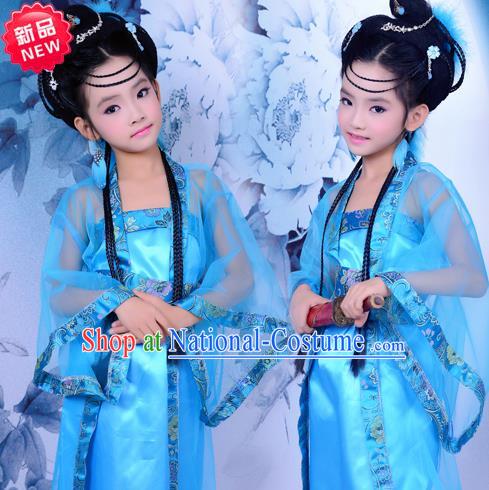 Traditional Ancient Chinese Imperial Princess Children Costume, Chinese Tang Dynasty Little Fairy Elegant Dress, Cosplay Chinese Princess Hanfu Clothing for Kids