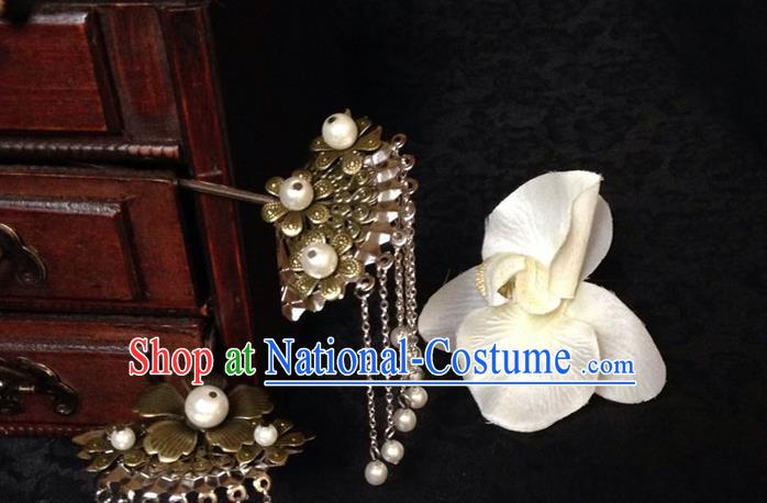 Traditional Handmade Chinese Ancient Classical Hair Accessories Bride Wedding Hair Sticks, Hair Fascinators Hairpins for Women