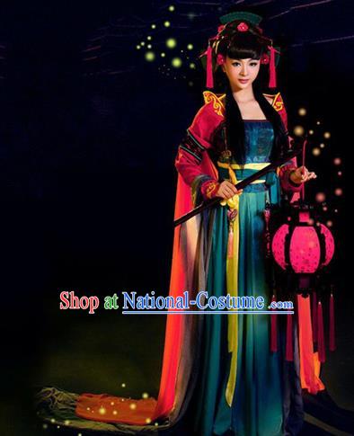 Traditional Ancient Chinese Costume, Costumes Elegant Hanfu Clothing Chinese Goddess Chang E Flying Moon Clothing for Women