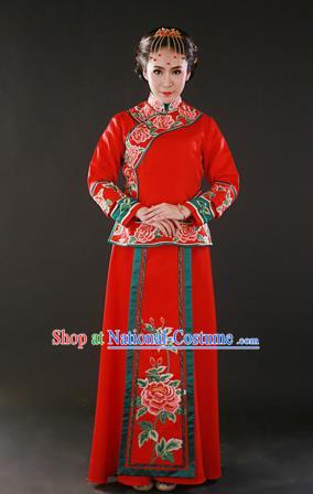 Traditional Ancient Chinese Costume Xiuhe Suits Chinese Wedding Dress Red Ancient Women Dragon and Phoenix Flown Bride Toast Cheongsam