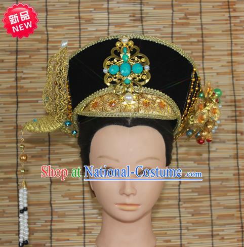 Traditional Handmade Chinese Ancient Classical Hair Accessories Qing Dynasty Manchu Princess Hairpin, Manchu Empress Phoenix Coronet, Wedding Hair Jewellery, Hair Fascinators Hairpins Complete Set for Women