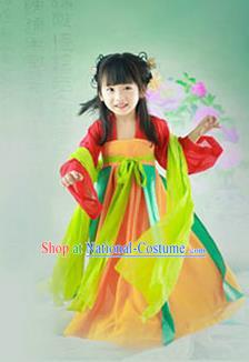 Traditional Ancient Chinese Imperial Princess Children Costume, Chinese Tang Dynasty Little Imperial Consort Dress, Cosplay Chinese Princess Hanfu Clothing for Kids