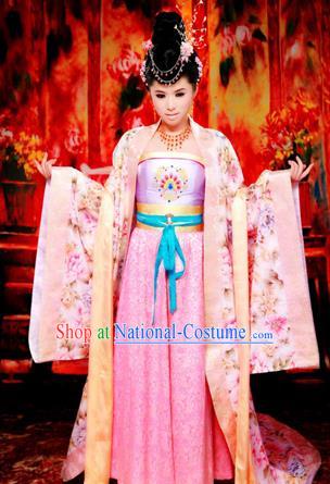 Traditional Ancient Chinese Imperial Emperess Costume, Chinese Tang Dynasty Lady Yang Dance Dress, Chinese Peri Imperial Princess Embroidered Hanfu Clothing for Women