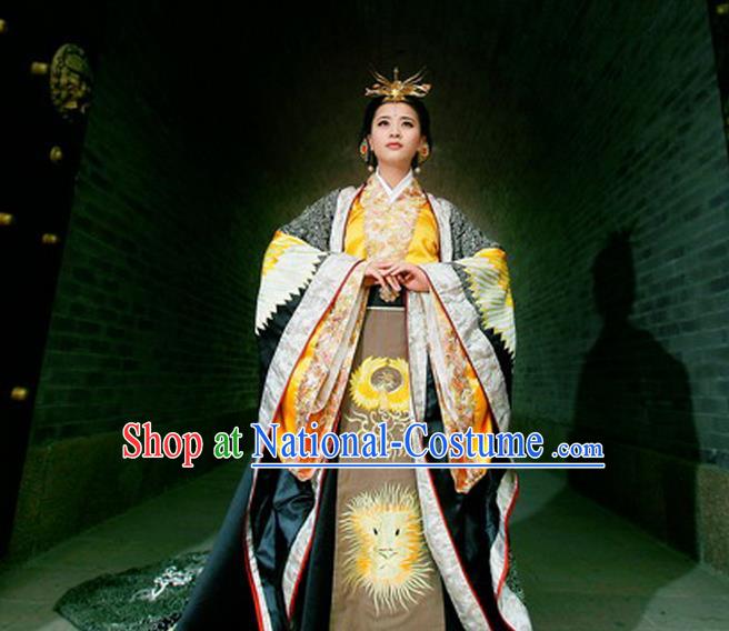 Traditional Ancient Chinese Imperial Empress Costume, Chinese Tang Dynasty Queen Dress, Chinese Wu Ze tian Embroidered Hanfu Clothing for Women