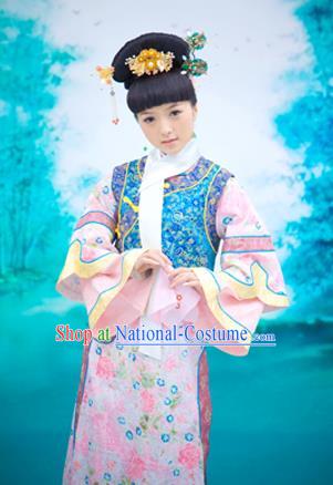 Traditional Ancient Chinese Imperial Consort Costume, Chinese Qing Dynasty Manchu Palace Lady Dress, Chinese Mandarin Princess Robes Imperial Concubine Clothing for Women