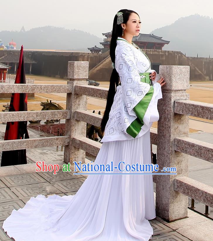 Traditional Ancient Chinese Imperial Consort Costume, Elegant Hanfu Clothing Chinese Han Dynasty Young Tailing Full Embroidered Clothing for Women