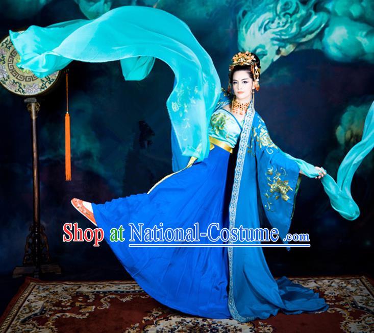 Traditional Ancient Chinese Dance Costume, Elegant Hanfu Clothing Chinese Ming Dynasty Imperial Emperess Embroidered Dance Clothing for Women