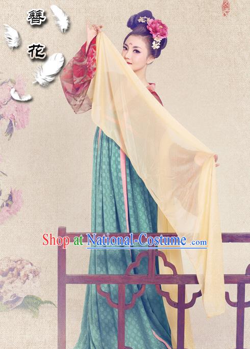 Traditional Ancient Chinese Female Costume, Elegant Hanfu Clothing Chinese Tang Dynasty Imperial Consort Trailing Clothing for Women