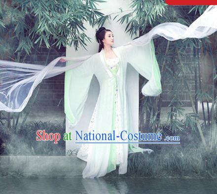 Traditional Ancient Chinese Female Dance Costume, Elegant Hanfu Fairy Clothing Chinese Tang Dynasty Imperial Consort White Clothing for Women