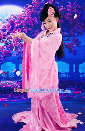 Traditional Ancient Chinese Children Costume, Elegant Hanfu Clothing Chinese Tang Dynasty Young Lady Embroidered Clothing for Kids