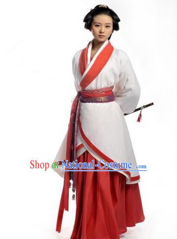 Traditional Ancient Chinese Imperial Consort Costume Set, Elegant Hanfu Swordsman Clothing Chinese Han Dynasty Imperial Queen Tailing Embroidered Clothing for Women