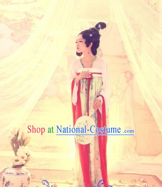 Traditional Ancient Chinese Imperial Consort Costume, Elegant Hanfu Clothing Chinese Tang Dynasty Palace Lady Tailing Clothing for Women