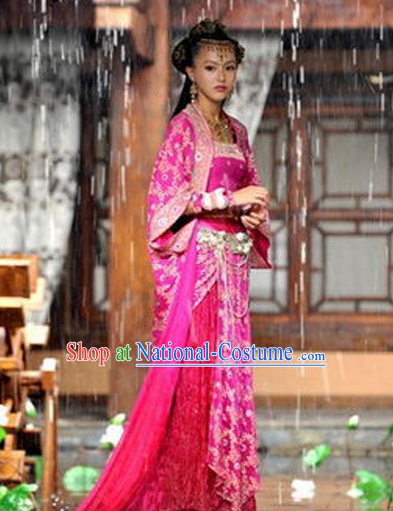 Traditional Ancient Chinese Swordsman Embroidered Rose Costumes for Women