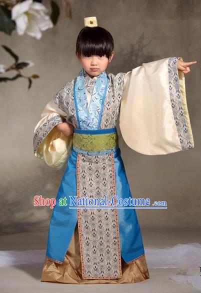 Traditional Ancient Chinese Nobility Childe Children Costume, Children Elegant Hanfu Dress Chinese Han Dynasty Imperial Prince Clothing for Kids