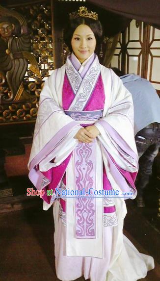 Traditional Top Chinese Ancient Imperial Consort Costume, Elegant Young Lady Hanfu Dress Chinese Qin Dynasty Imperial Princess Embroidered Tailing Clothing for Women