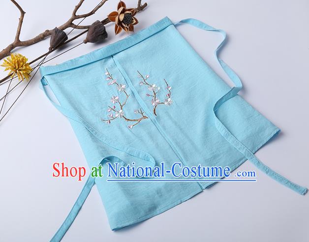 Traditional Ancient Chinese Costume Chest Wrap, Elegant Hanfu Boob Tube Top Clothing Chinese Song Dynasty Embroidery Plum Blossom Blue Condole Belt for Women