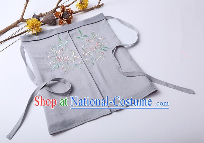 Traditional Ancient Chinese Costume Chest Wrap, Elegant Hanfu Boob Tube Top Clothing Chinese Song Dynasty Embroidery Lotus Grey Condole Belt for Women