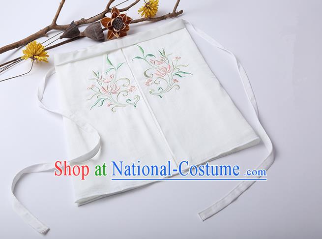 Traditional Ancient Chinese Costume Chest Wrap, Elegant Hanfu Boob Tube Top Clothing Chinese Song Dynasty Embroidery Lotus White Condole Belt for Women