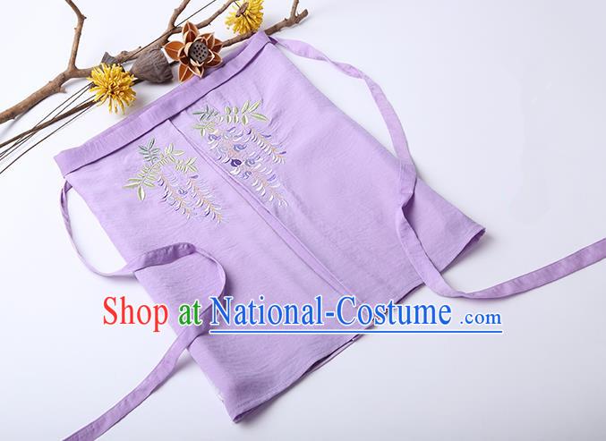 Traditional Ancient Chinese Costume Chest Wrap, Elegant Hanfu Boob Tube Top Clothing Chinese Song Dynasty Embroidery Wisteria Violet Condole Belt for Women