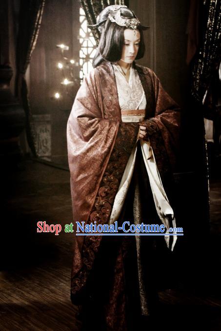 Traditional Ancient Chinese Imperial Empress Costume, Elegant Hanfu Dress Chinese Qin Dynasty Imperial Queen Elegant Tailing Embroidered Clothing for Women