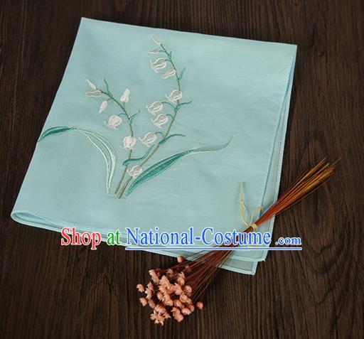 Traditional Ancient Chinese Palace Embroidered Keiskei Blue Handkerchief for Women