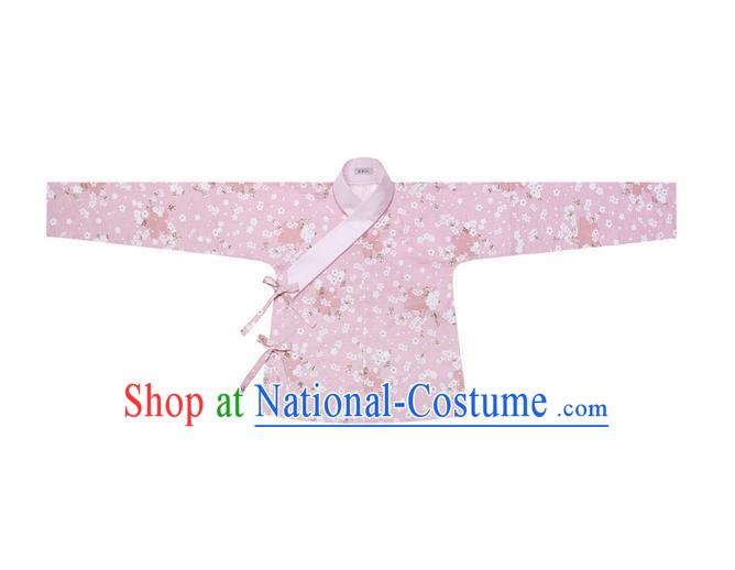 Traditional Ancient Chinese Female Costume Blouse, Elegant Hanfu Clothing Chinese Ming Dynasty Palace Lady Embroidered Oriental Cherry Pink Shirt Clothing for Women