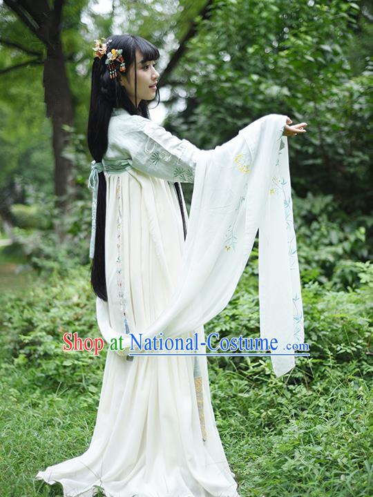 Traditional Ancient Chinese Female Costume Blouse and Dress Complete Set, Elegant Hanfu Clothing Chinese Ming Dynasty Palace Lady Embroidered Pine needles Clothing for Women