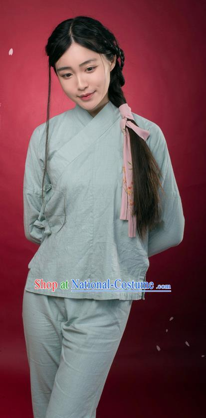 Traditional Ancient Chinese Female Costume Blouse and Pants Underpants Complete Set, Elegant Hanfu Underpants Clothing Chinese Ming Dynasty Palace Lady Clothing for Women