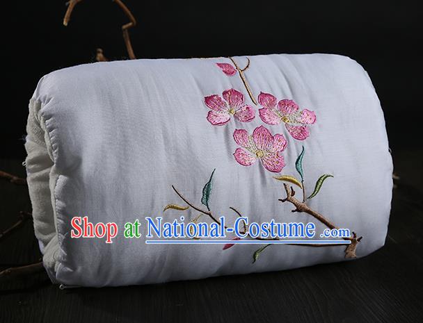 Traditional Ancient Chinese Embroidered Muff Embroidered Peach Blossom Bolster White Handwarmers for Women