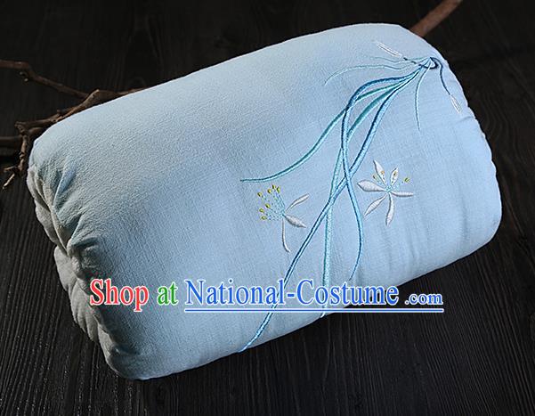 Traditional Ancient Chinese Embroidered Muff Embroidered Orchid Light Blue Handwarmers for Women