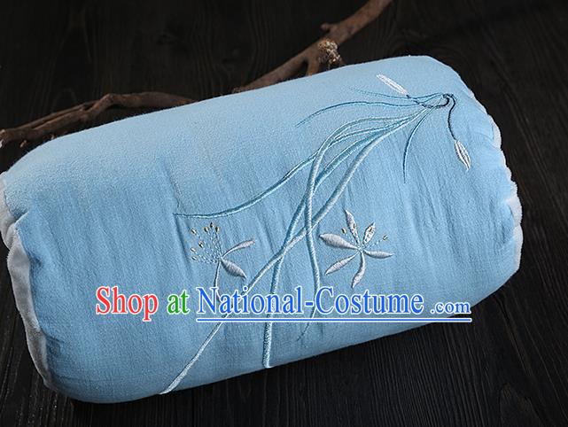 Traditional Ancient Chinese Embroidered Muff Embroidered Orchid Blue Handwarmers for Women