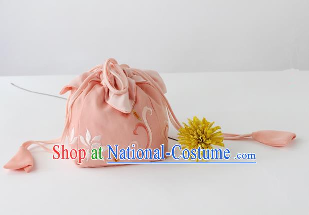 Traditional Ancient Chinese Embroidered Handbags Embroidered Lotus Pink Bag for Women