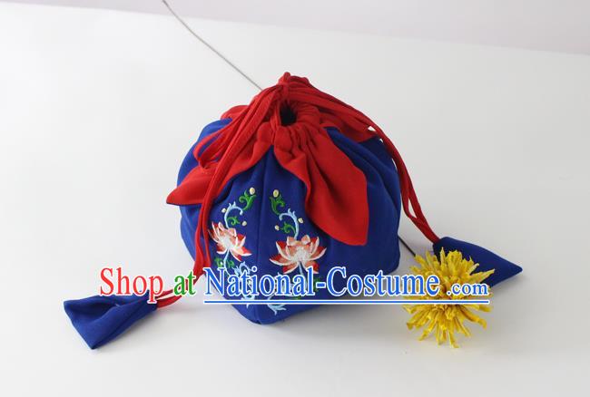 Traditional Ancient Chinese Embroidered Handbags Embroidered Lotus Navy Bag for Women