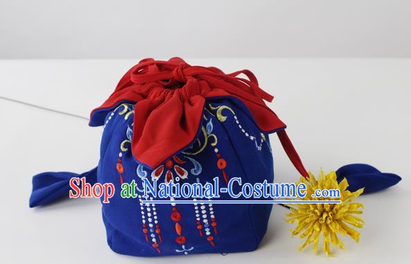 Traditional Ancient Chinese Embroidered Handbags Embroidered Stupa Wreaths All Lines Navy Bag for Women