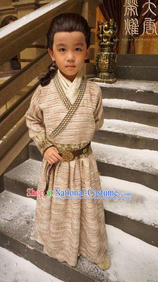 Traditional Ancient Chinese National Minority Nobility Little Childe Costume, Elegant Hanfu Children Dress, Chinese Tang Dynasty Imperial Prince Embroidered Robes for Kids