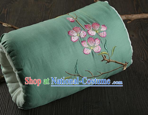 Traditional Ancient Chinese Embroidered Muff Embroidered Peach Blossom Bolster Green Handwarmers for Women