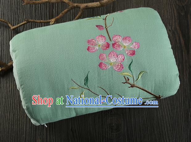 Traditional Ancient Chinese Embroidered Muff Embroidered Peach Blossom Bolster Light Green Handwarmers for Women