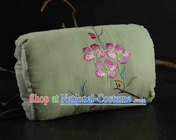 Traditional Ancient Chinese Embroidered Muff Embroidered Peach Blossom Bolster Pea Green Handwarmers for Women