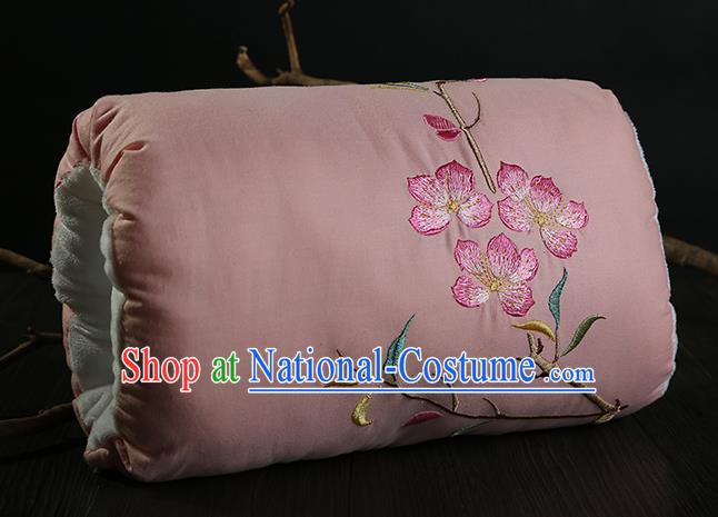 Traditional Ancient Chinese Embroidered Muff Embroidered Peach Blossom Bolster Pink Handwarmers for Women